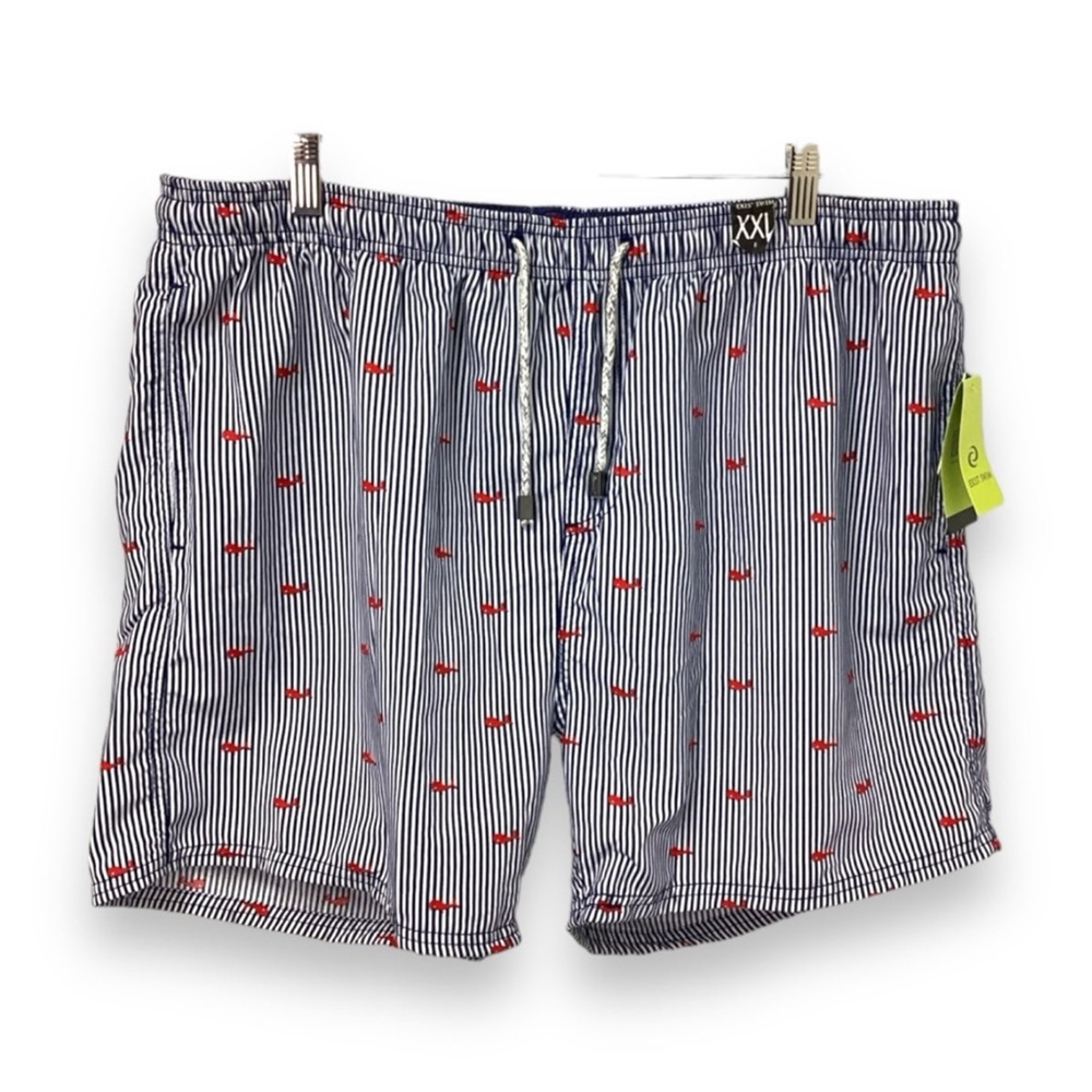 Exist Swim Mens 5” Drawstring Swim Trunks, Blue Stripes, size XXL